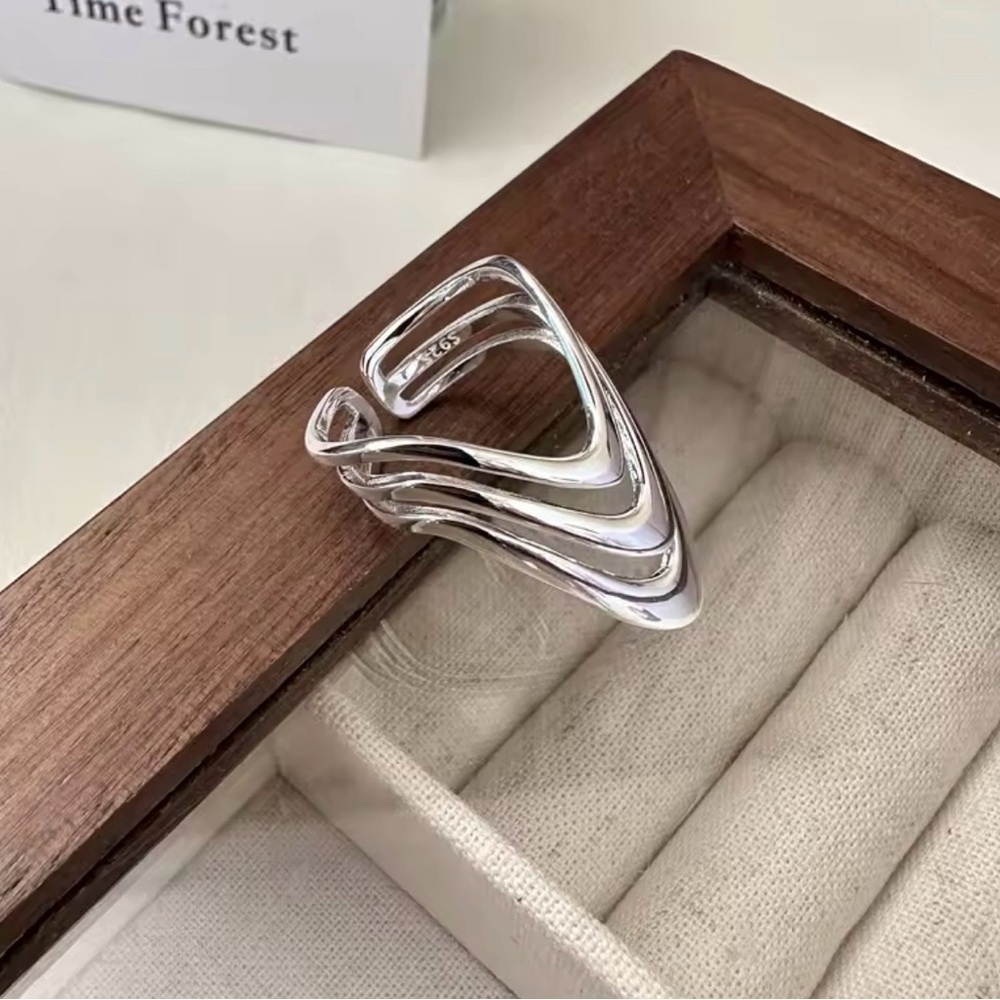 S925 Silver Three Layers Modern Ring. - Picture 4 of 5